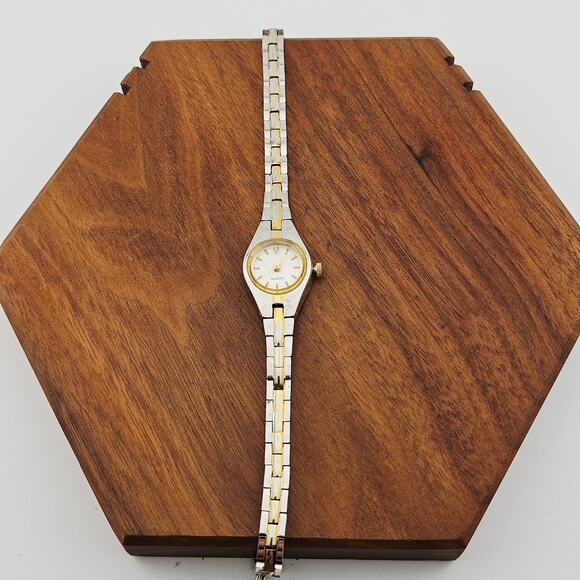 Two Tone Casual Bracelet Watch Thin Link Band Classic Minimalist Everyday Basic - Picture 4 of 7